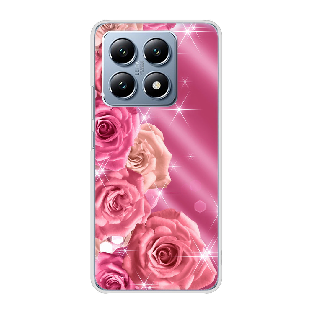 Xiaomi 14T XIG07 au 高画質仕上げ 背面印刷 ハードケース 【1182 ピンクの薔薇に誘われて】