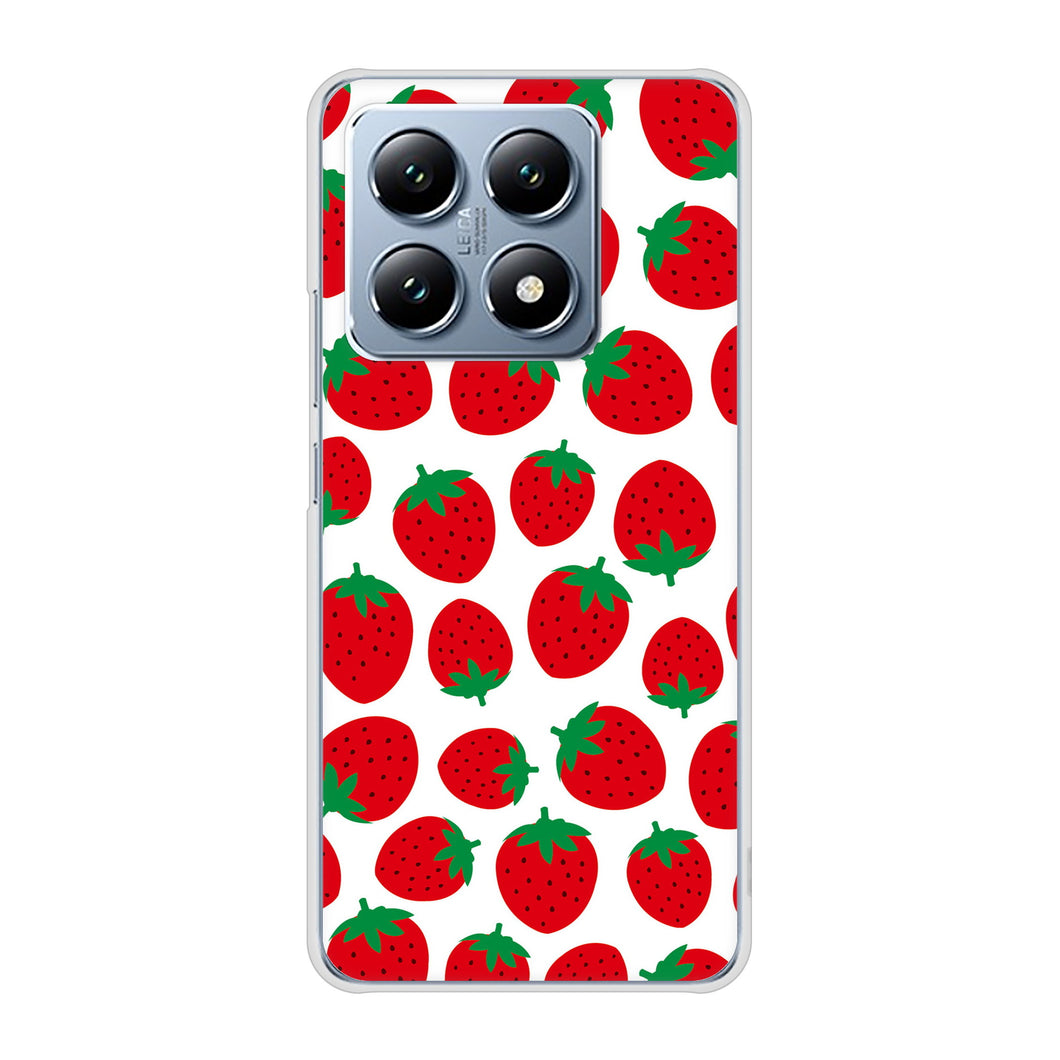 Xiaomi 14T XIG07 au 高画質仕上げ 背面印刷 ハードケース小さいイチゴ模様