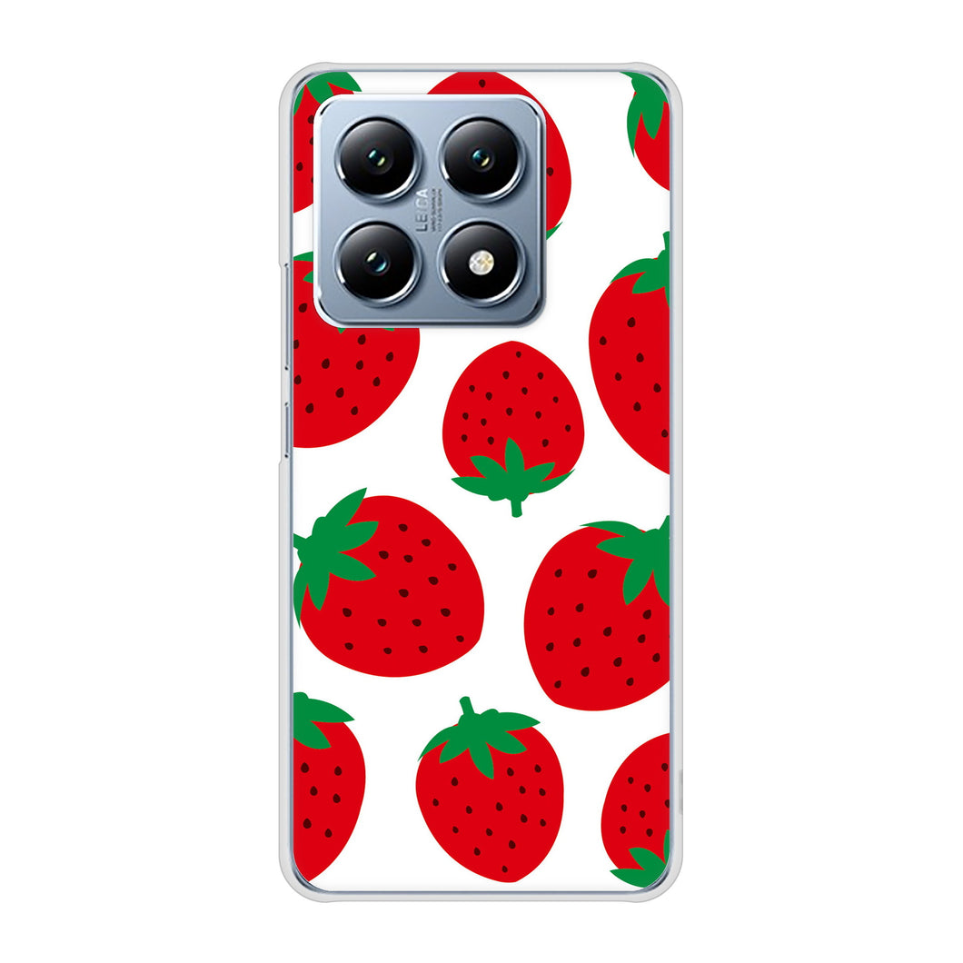 Xiaomi 14T XIG07 au 高画質仕上げ 背面印刷 ハードケース大きいイチゴ模様
