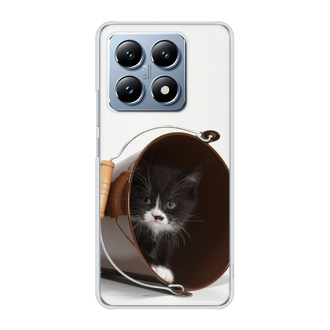 Xiaomi 14T XIG07 au 高画質仕上げ 背面印刷 ハードケース 【VA800 ネコとバケツ】