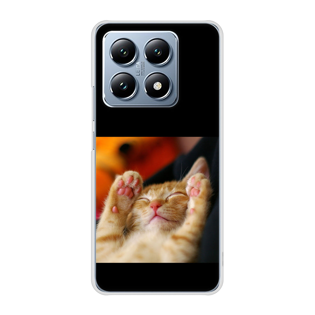 Xiaomi 14T XIG07 au 高画質仕上げ 背面印刷 ハードケース 【VA804 爆睡するネコ】
