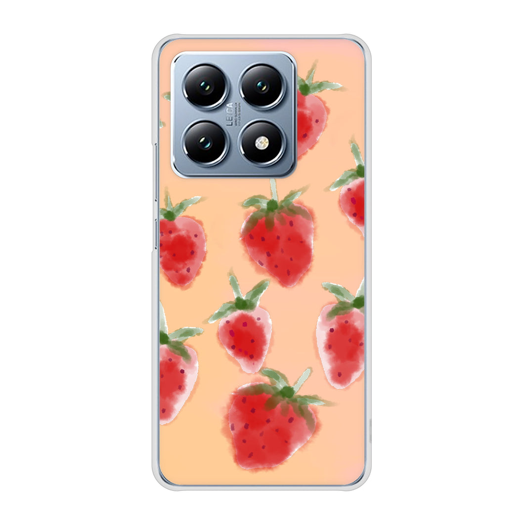 Xiaomi 14T XIG07 au 高画質仕上げ 背面印刷 ハードケースイチゴ 水彩