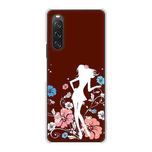 Xperia 10 V XQ-DC44 110 ハイビスカスと少女 ハードケース 背面印刷