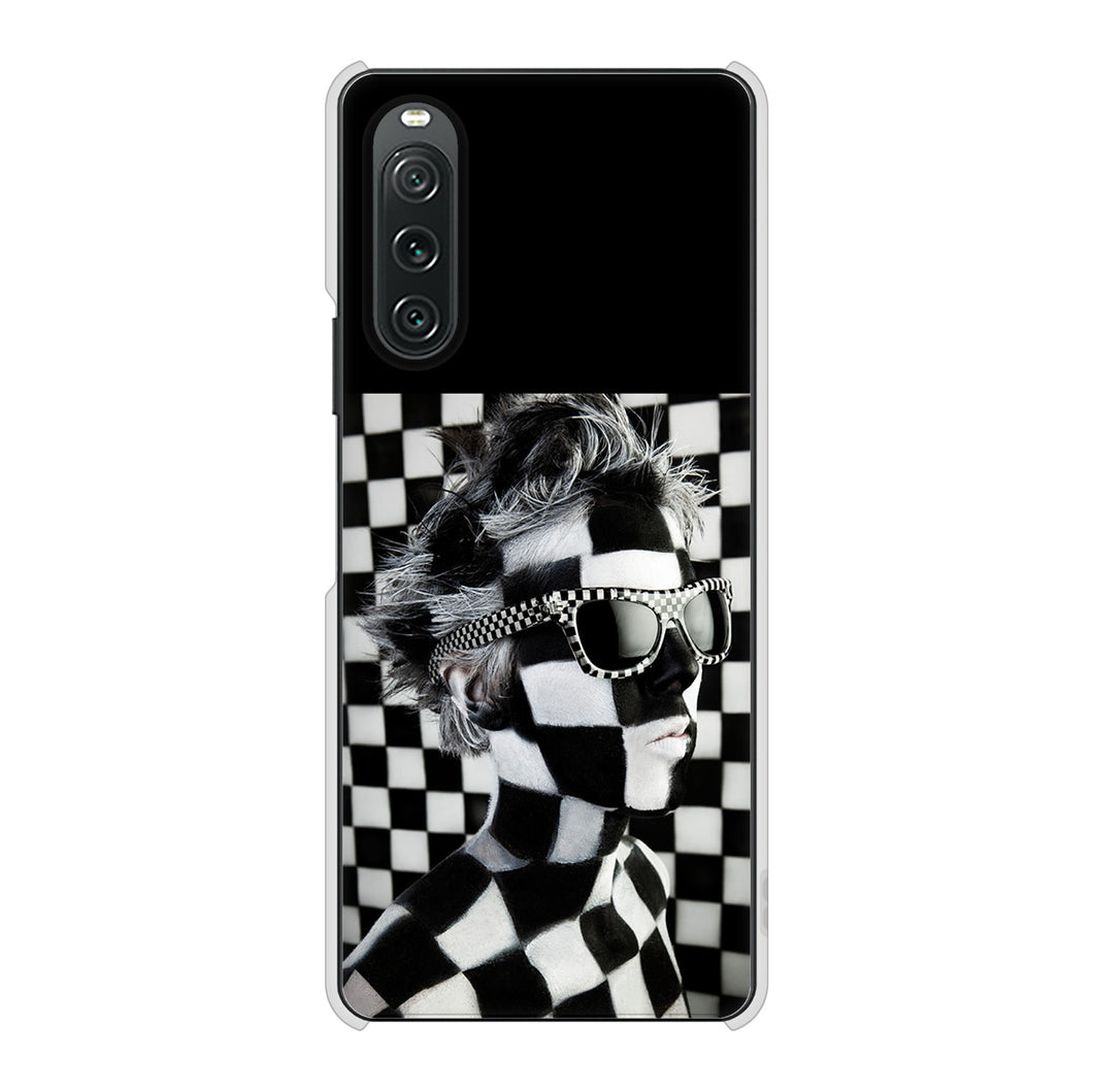 Xperia 10 V XQ-DC44 高画質仕上げ 背面印刷 ハードケース 【357 bk&wh】