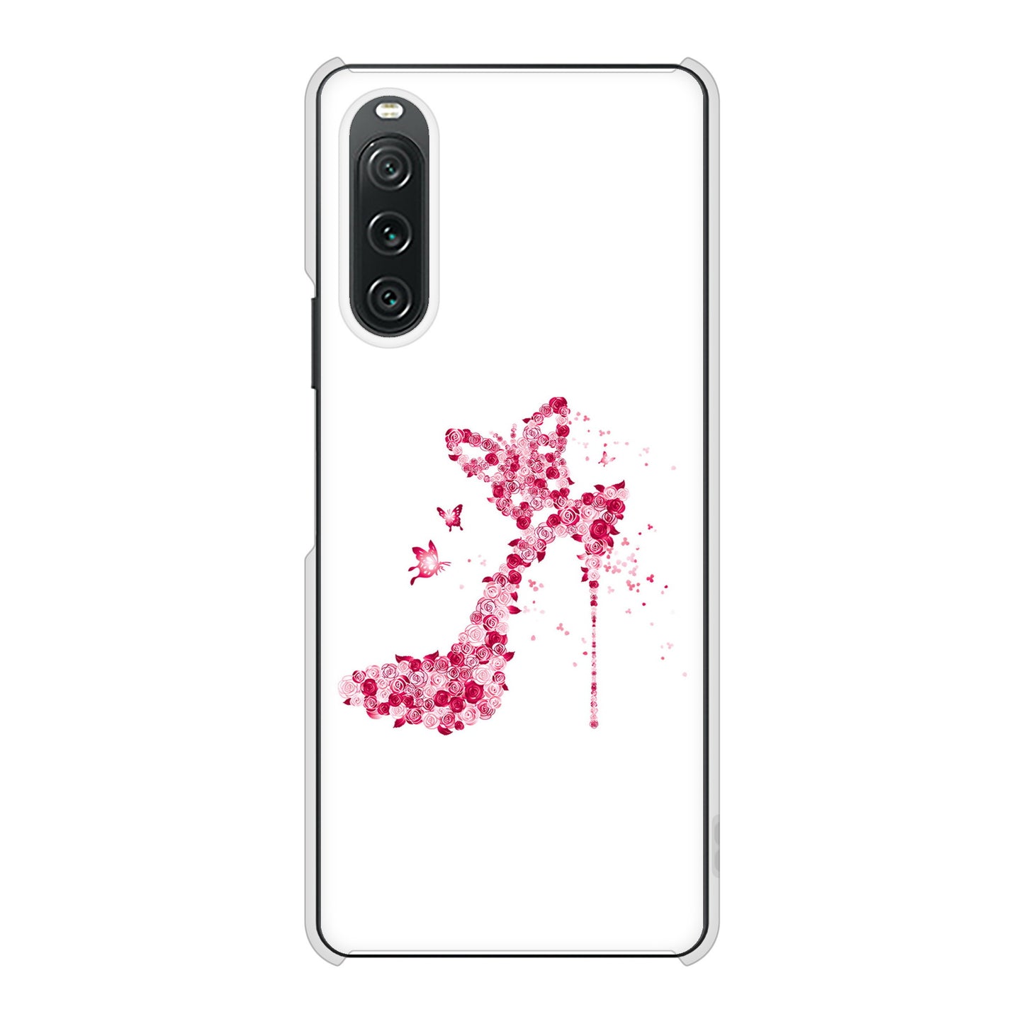 Xperia 10 V XQ-DC44 高画質仕上げ 背面印刷 ハードケース 【387 薔薇のハイヒール】