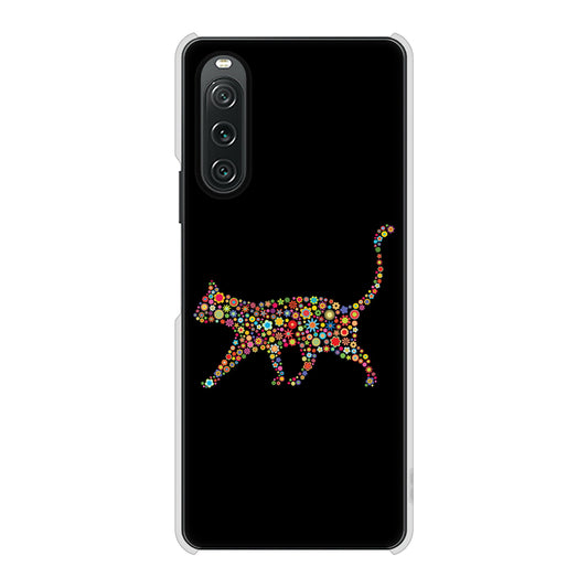Xperia 10 V XQ-DC44 高画質仕上げ 背面印刷 ハードケース 【406 カラフルキャット】