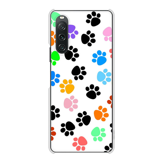Xperia 10 V XQ-DC44 高画質仕上げ 背面印刷 ハードケース 【1108 あしあとカラフル】