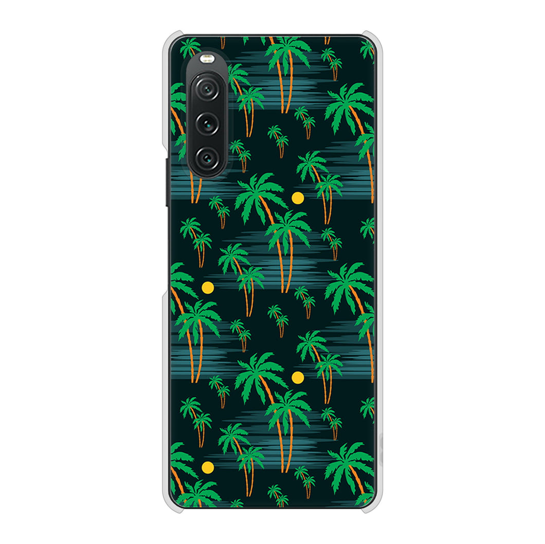 Xperia 10 V XQ-DC44 高画質仕上げ 背面印刷 ハードケース 【1315 月夜とヤシ】