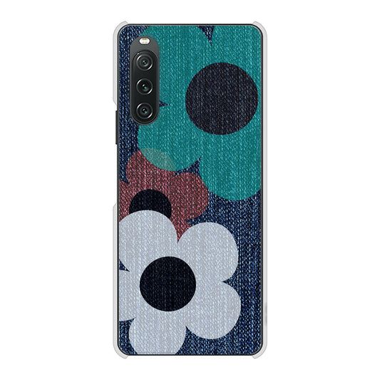 Xperia 10 V XQ-DC44 EK869 ルーズフラワーinデニム風 ハードケース 背面印刷
