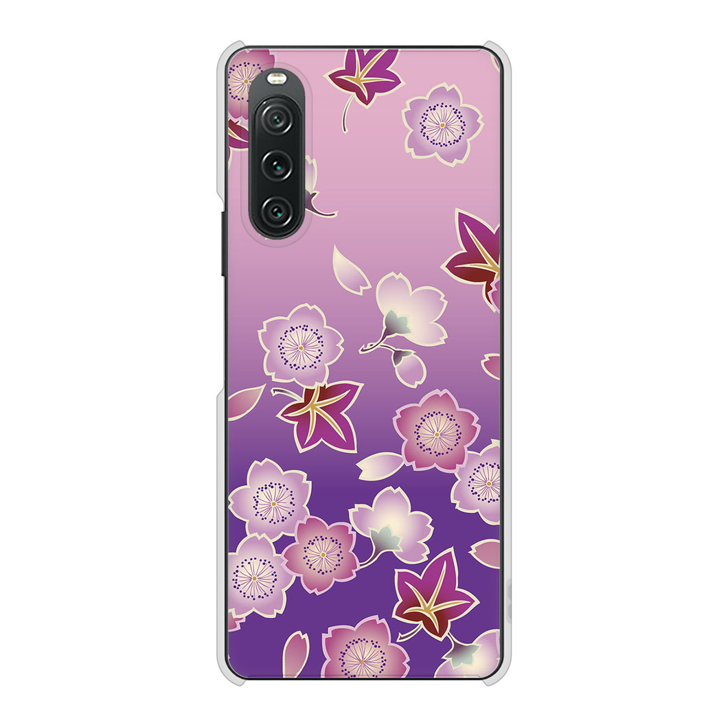 Xperia 10 V XQ-DC44 高画質仕上げ 背面印刷 ハードケース和花柄