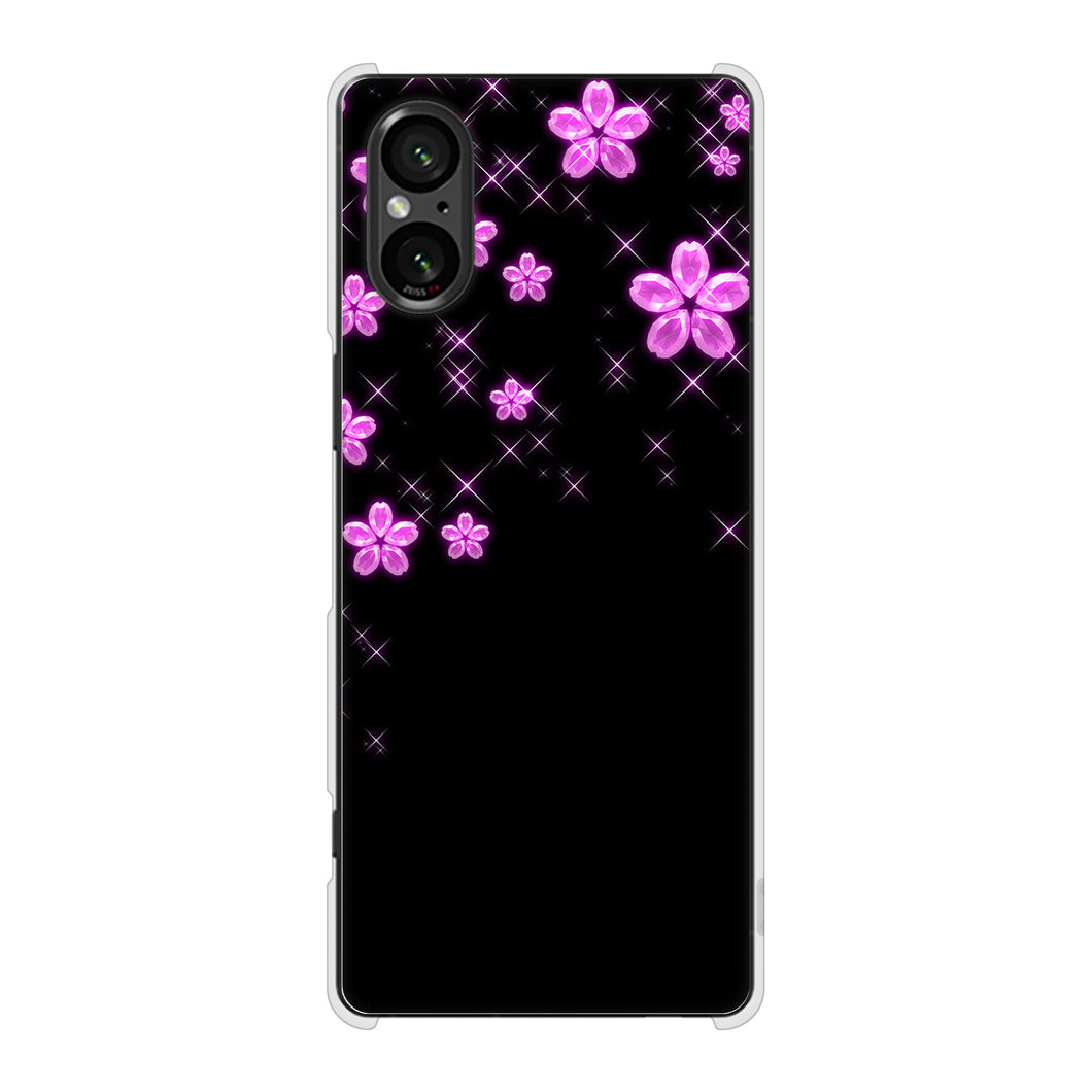 Xperia 5 V XQ-DE44 高画質仕上げ 背面印刷 ハードケース 【019 桜クリスタル】
