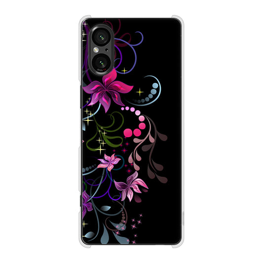 Xperia 5 V XQ-DE44 高画質仕上げ 背面印刷 ハードケース 【263 闇に浮かぶ華】