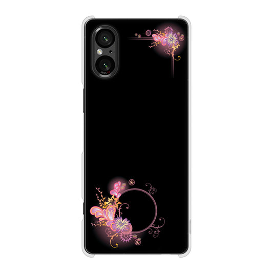 Xperia 5 V XQ-DE44 高画質仕上げ 背面印刷 ハードケース 【437 華のフレーム】