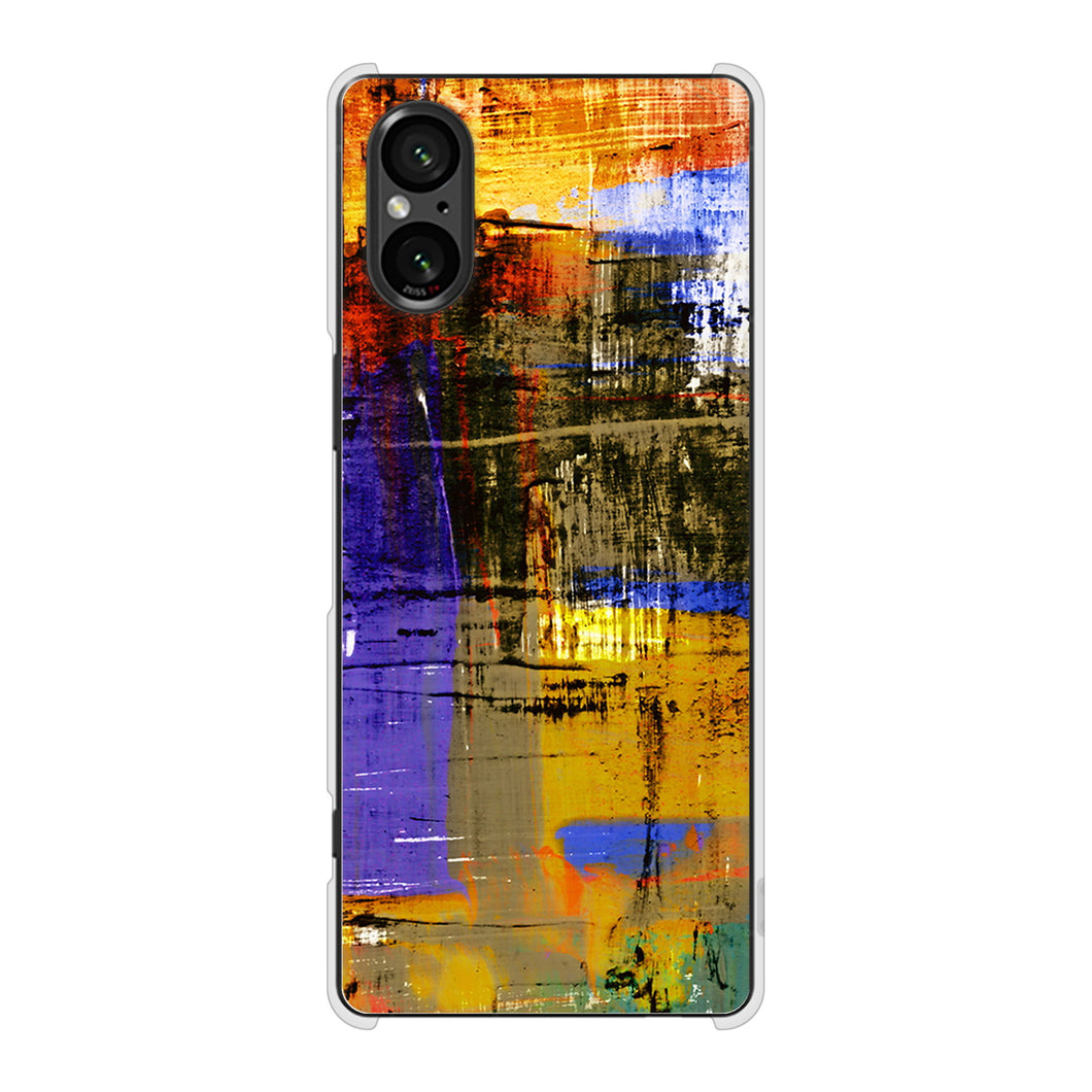 Xperia 5 V XQ-DE44 高画質仕上げ 背面印刷 ハードケース 【609 クラッシュアートBL】