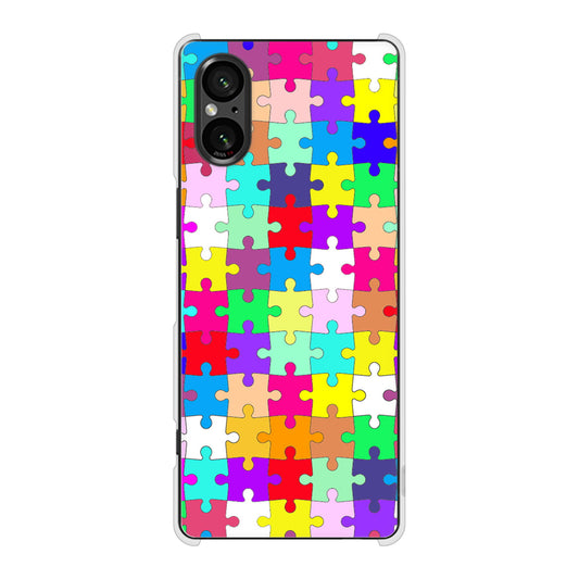 Xperia 5 V XQ-DE44 高画質仕上げ 背面印刷 ハードケース 【727 カラフルパズル】