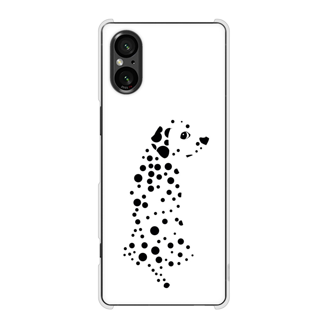 Xperia 5 V XQ-DE44 高画質仕上げ 背面印刷 ハードケース 【1038 振り向くダルメシアン(WH)】