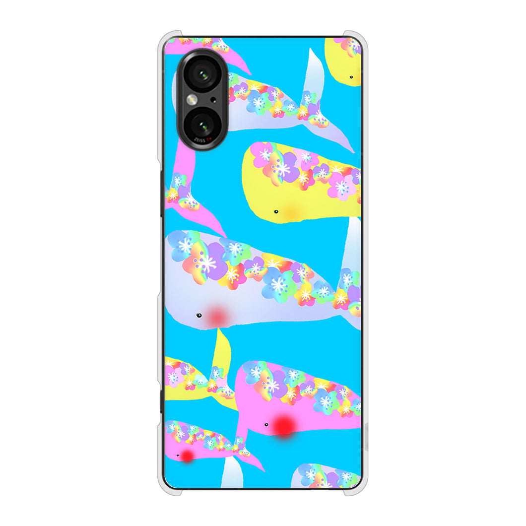 Xperia 5 V XQ-DE44 高画質仕上げ 背面印刷 ハードケース 【1045 くじらの仲間】