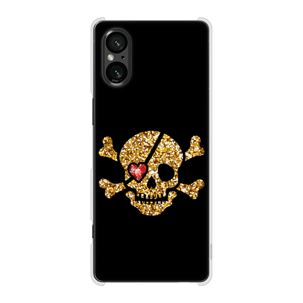 Xperia 5 V XQ-DE44 高画質仕上げ 背面印刷 ハードケース 【1082 海賊ドクロ】