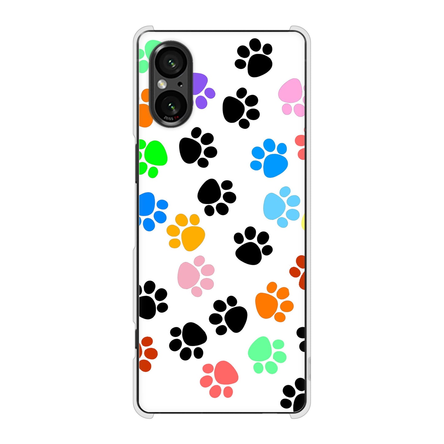 Xperia 5 V XQ-DE44 高画質仕上げ 背面印刷 ハードケース 【1108 あしあとカラフル】