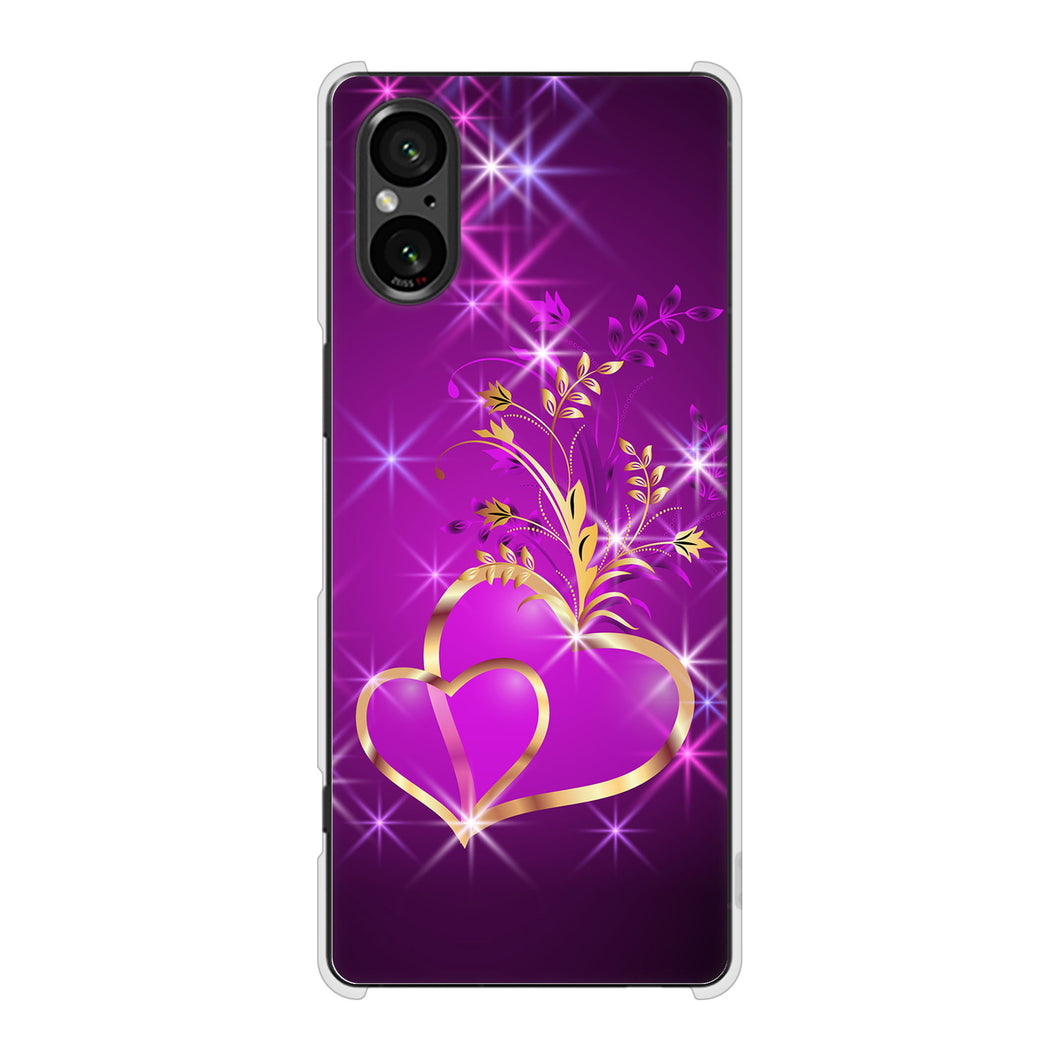 Xperia 5 V XQ-DE44 高画質仕上げ 背面印刷 ハードケースきらめきハート