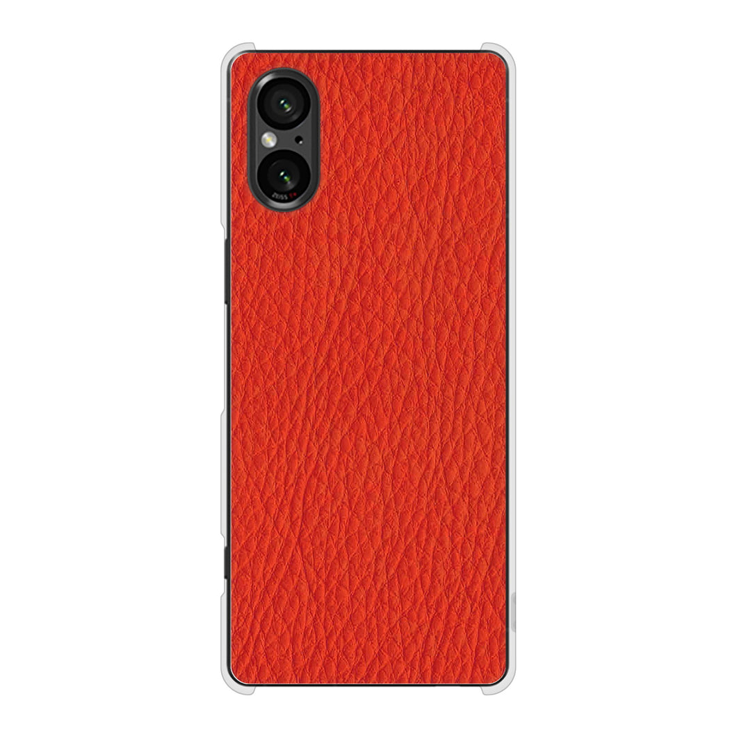 Xperia 5 V XQ-DE44 高画質仕上げ 背面印刷 ハードケース 【EK852 レザー風レッド】