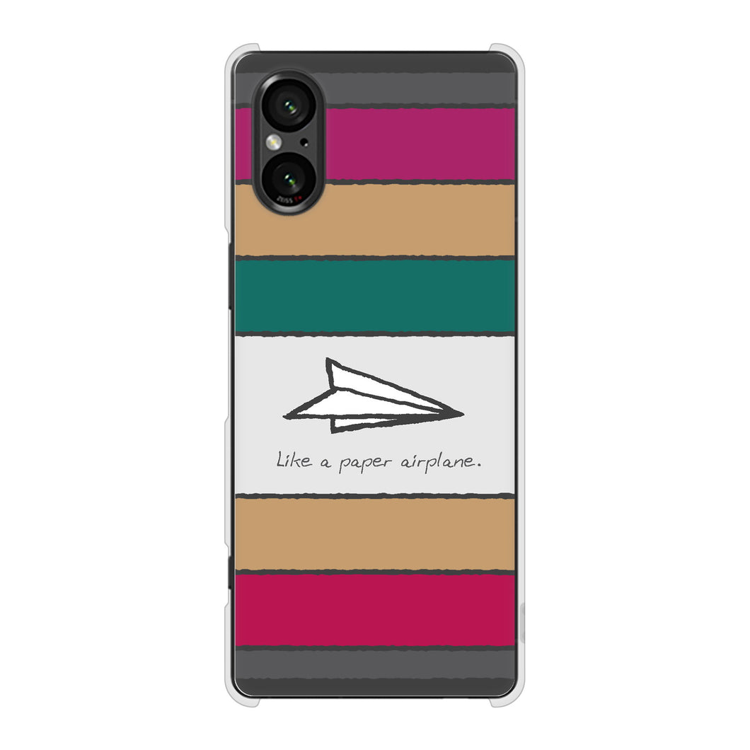 Xperia 5 V XQ-DE44 高画質仕上げ 背面印刷 ハードケース 【IA809 かみひこうき】
