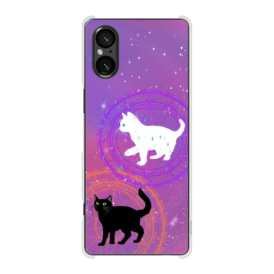 Xperia 5 V XQ-DE44 高画質仕上げ 背面印刷 ハードケース魔法陣猫