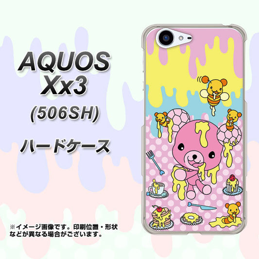 SoftBank アクオス Xx3 506SH 高画質仕上げ 背面印刷 ハードケース【AG822 ハニベア(水玉ピンク)】