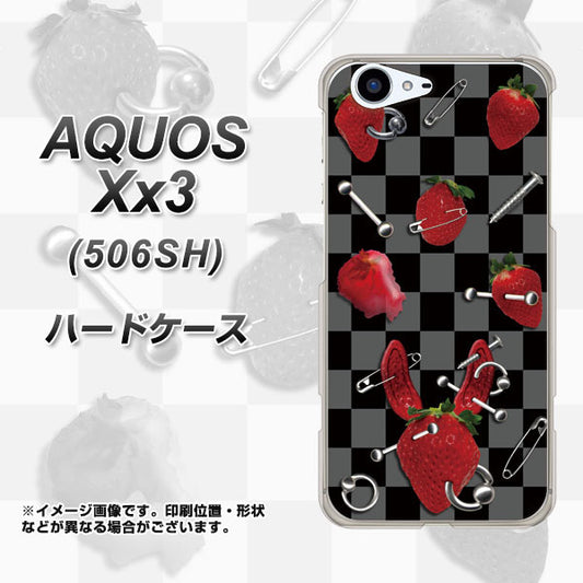 SoftBank アクオス Xx3 506SH 高画質仕上げ 背面印刷 ハードケース【AG833 苺パンク(黒)】