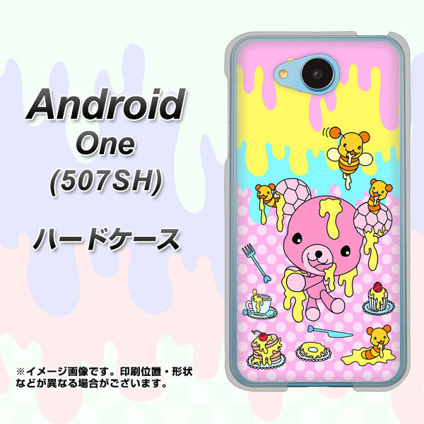 Y!mobile アンドロイドワン 507SH 高画質仕上げ 背面印刷 ハードケース【AG822 ハニベア(水玉ピンク)】