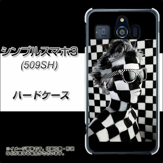Softbank シンプルスマホ3 509SH 高画質仕上げ 背面印刷 ハードケース【357 bk&wh】