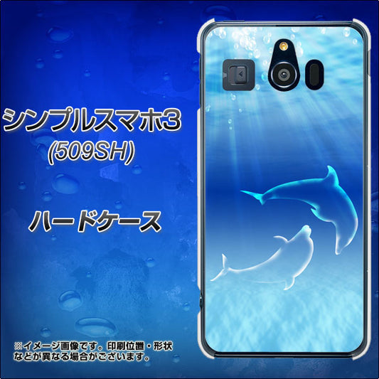Softbank シンプルスマホ3 509SH 高画質仕上げ 背面印刷 ハードケース【1048 海の守り神イルカ】