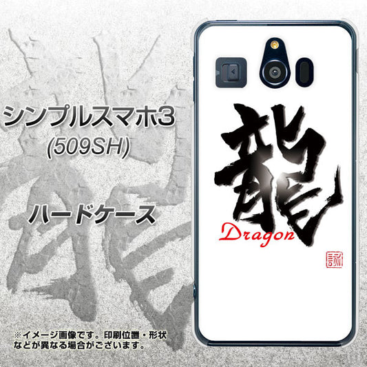 Softbank シンプルスマホ3 509SH 高画質仕上げ 背面印刷 ハードケース【OE804 龍ノ書】