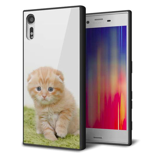 softbank エクスペリアXZ 601SO 強化ガラス&TPUスマホケース ガラプリ【VA802 ネコこっそり】