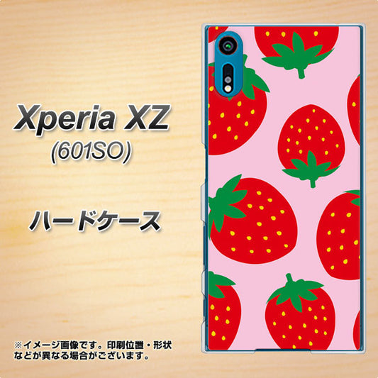 softbank エクスペリアXZ 601SO 高画質仕上げ 背面印刷 ハードケース【SC820 大きいイチゴ模様レッドとピンク】