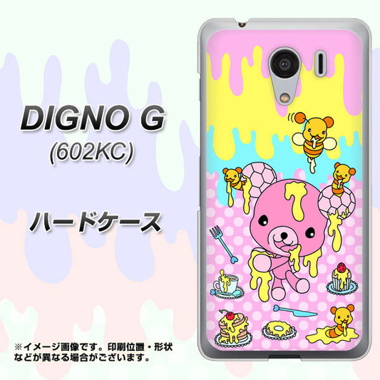 SoftBank ディグノG 602KC 高画質仕上げ 背面印刷 ハードケース【AG822 ハニベア(水玉ピンク)】