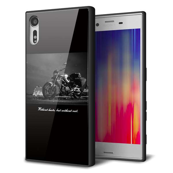 softbank エクスペリア XZs 602SO 強化ガラス&TPUスマホケース ガラプリ【KM879 バイク】