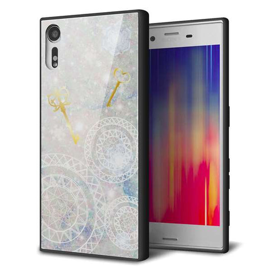 softbank エクスペリア XZs 602SO 強化ガラス&TPUスマホケース ガラプリ【KM881 魔法陣と鍵】