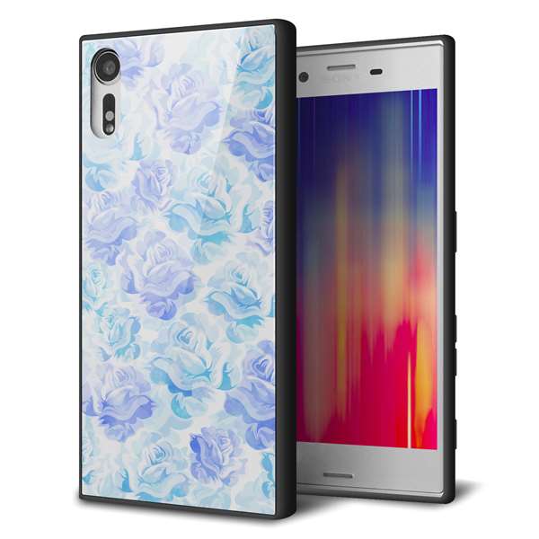 softbank エクスペリア XZs 602SO 強化ガラス&TPUスマホケース ガラプリ【SC927 ローズ ブルー】