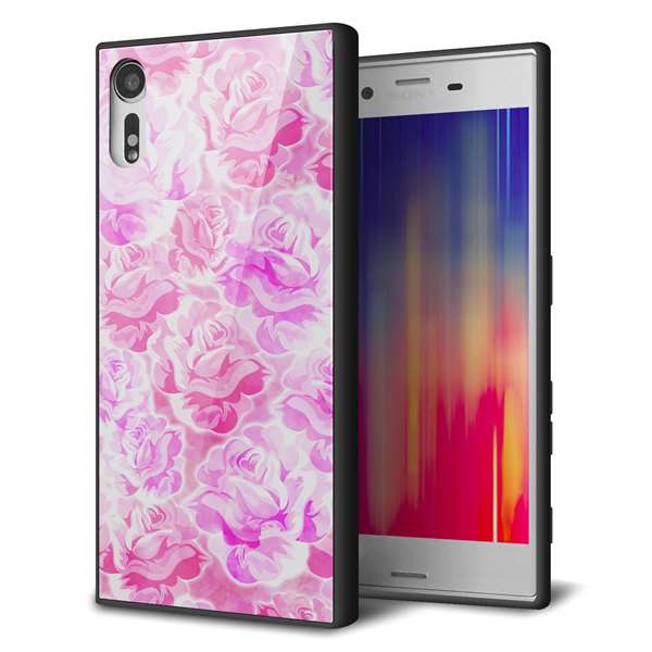 softbank エクスペリア XZs 602SO 強化ガラス&TPUスマホケース ガラプリ【SC928 ローズ ピンク】