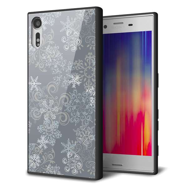 softbank エクスペリア XZs 602SO 強化ガラス&TPUスマホケース ガラプリ【XA801 雪の結晶】