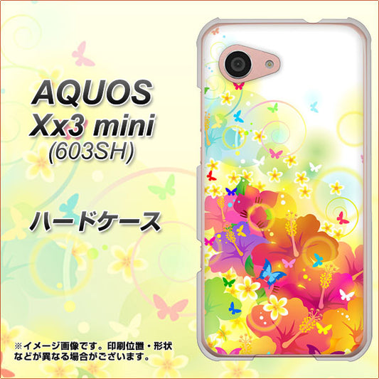 SoftBank アクオス Xx3 mini 603SH 高画質仕上げ 背面印刷 ハードケース【647 ハイビスカスと蝶】