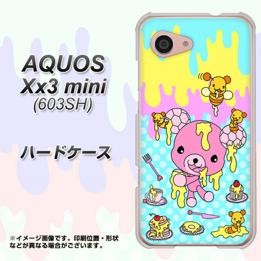 SoftBank アクオス Xx3 mini 603SH 高画質仕上げ 背面印刷 ハードケース【AG821 ハニベア(水玉水色)】