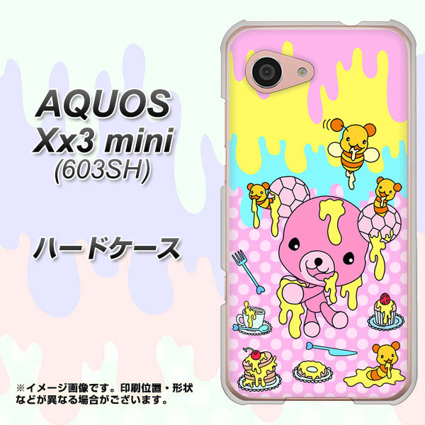 SoftBank アクオス Xx3 mini 603SH 高画質仕上げ 背面印刷 ハードケース【AG822 ハニベア(水玉ピンク)】