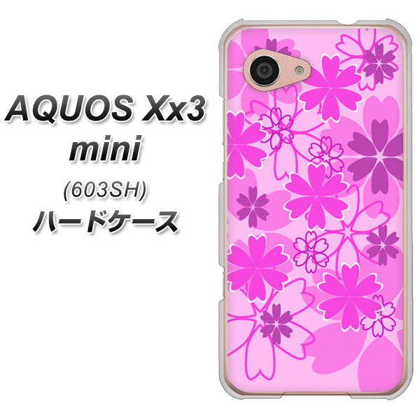 SoftBank アクオス Xx3 mini 603SH 高画質仕上げ 背面印刷 ハードケース【VA961 重なり合う花　ピンク】