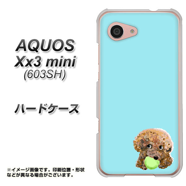 SoftBank アクオス Xx3 mini 603SH 高画質仕上げ 背面印刷 ハードケース【YJ054 トイプードル&ボール(ブルー)】