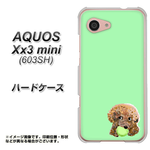 SoftBank アクオス Xx3 mini 603SH 高画質仕上げ 背面印刷 ハードケース【YJ055 トイプードル&ボール(グリーン)】