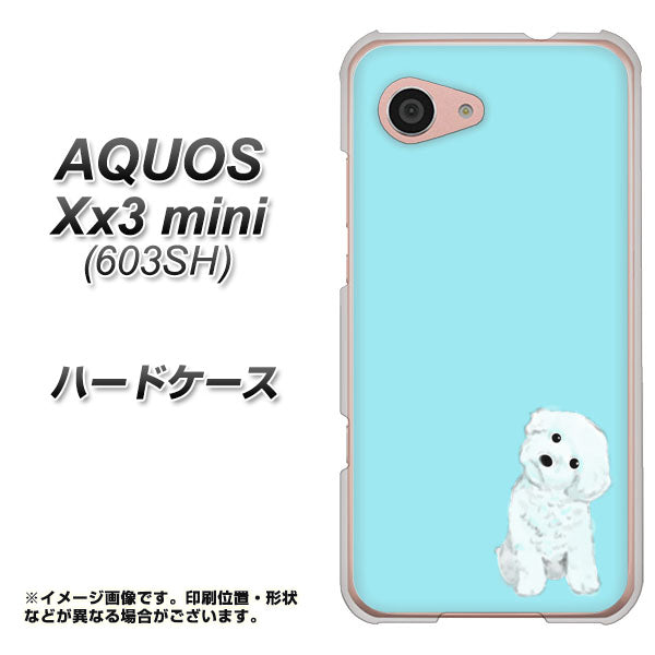 SoftBank アクオス Xx3 mini 603SH 高画質仕上げ 背面印刷 ハードケース【YJ070 トイプードルホワイト(ブルー)】