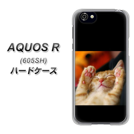 AQUOS R 605SH SoftBank VA804 爆睡するネコ ハードケース 背面印刷