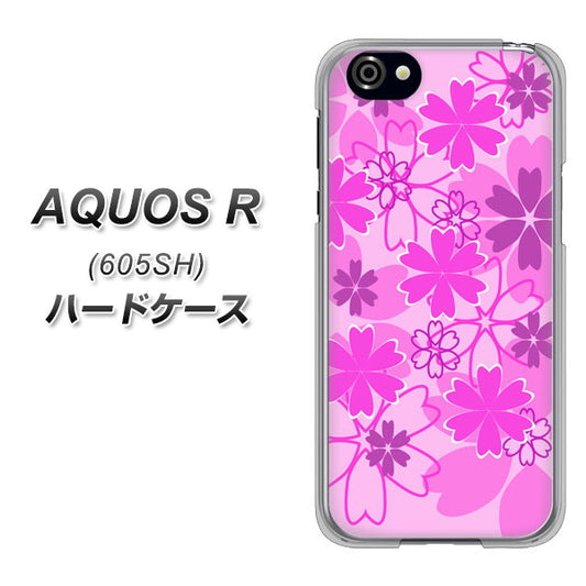 AQUOS R 605SH SoftBank VA961 重なり合う花 ピンク ハードケース 背面印刷